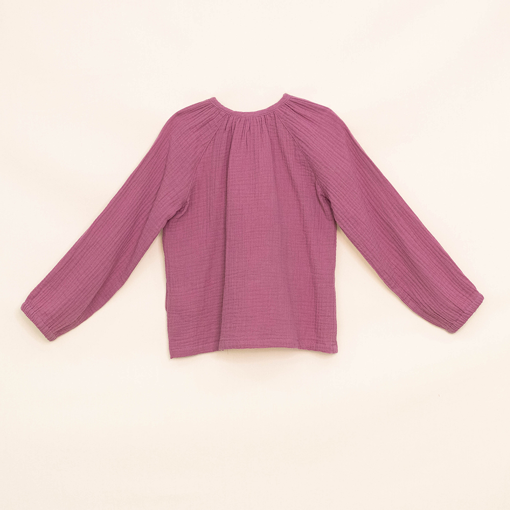 Blusa Rosada Manga Larga con Bordado de Flores para Niña