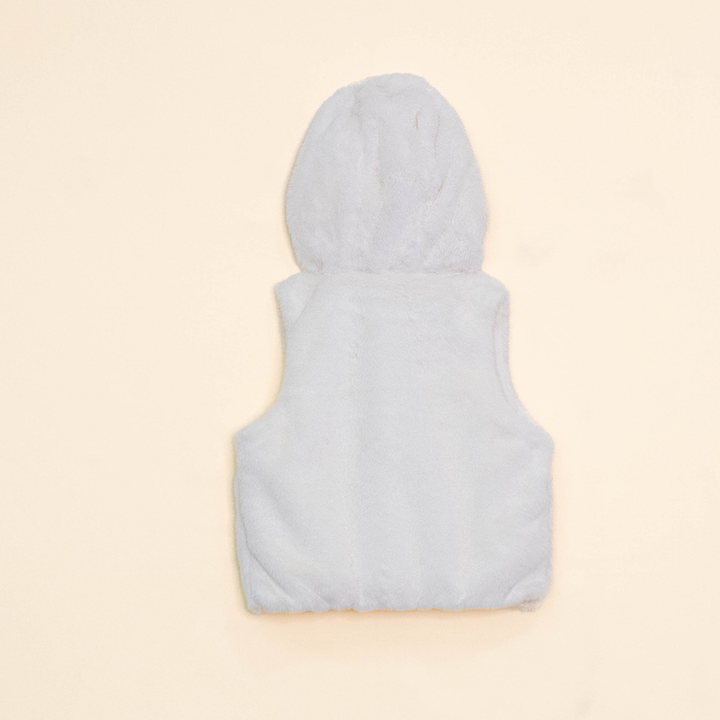 Chaleco Color Crema de Felpa con Bordado de Unicornio para Bebé Niña