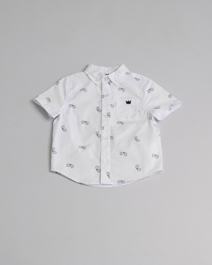 Camisa de popelina con estampado de lentes