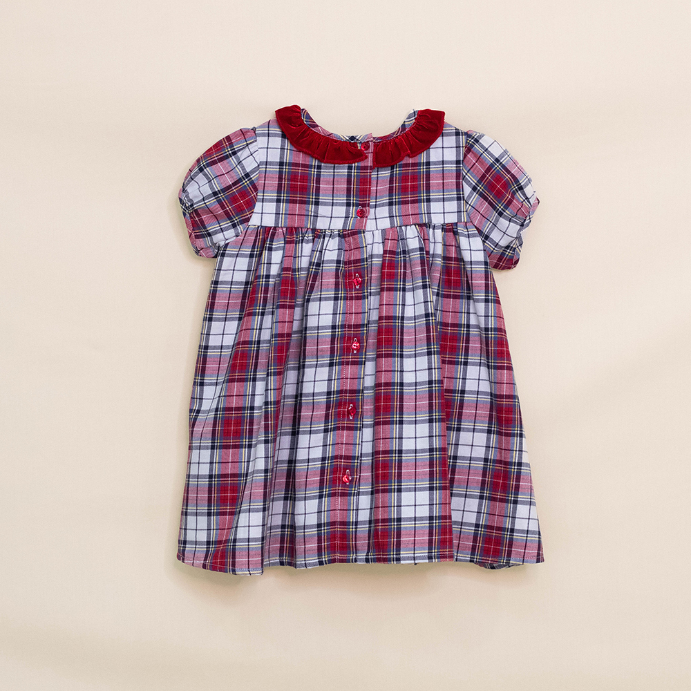 Vestido Cuadros Rojos Y Azules Bebé Niña