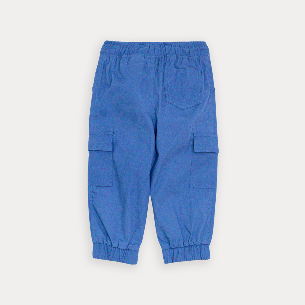 Pantalón Cargo De Twill Azul Con Elástico En La Cintura Para Bebe Niño