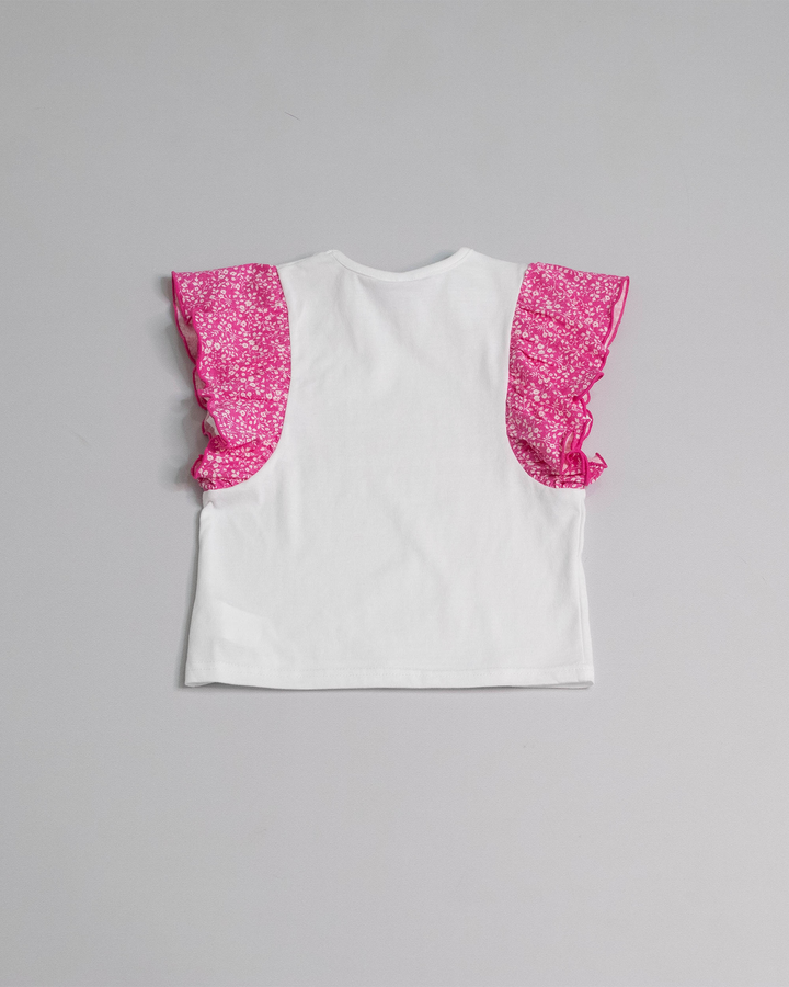 Franela de algodón con volantes y estampado floral