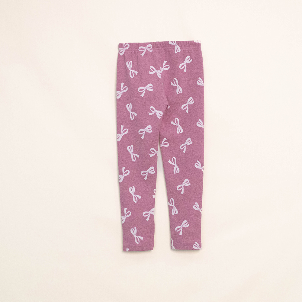 Legging Rosado de Algodón con Estampado de Lazos para Niña