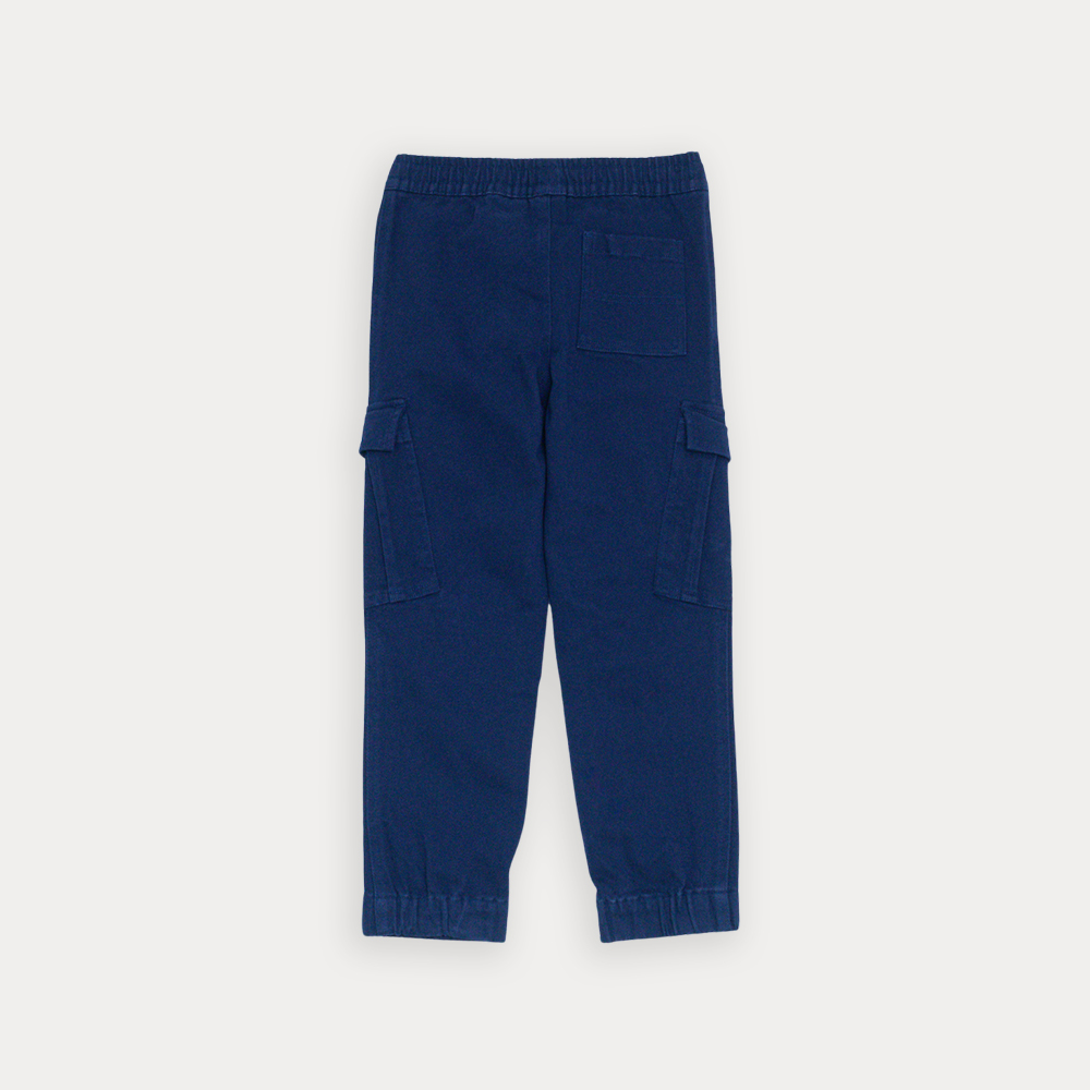 Pantalón Cargo De Twill Azul Marino Con Elástico En La Cintura Para Niño