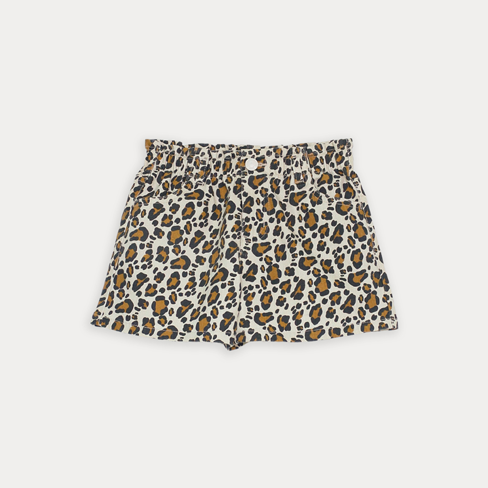 Short De Twill Con Estampado De Leopardo Para Niña