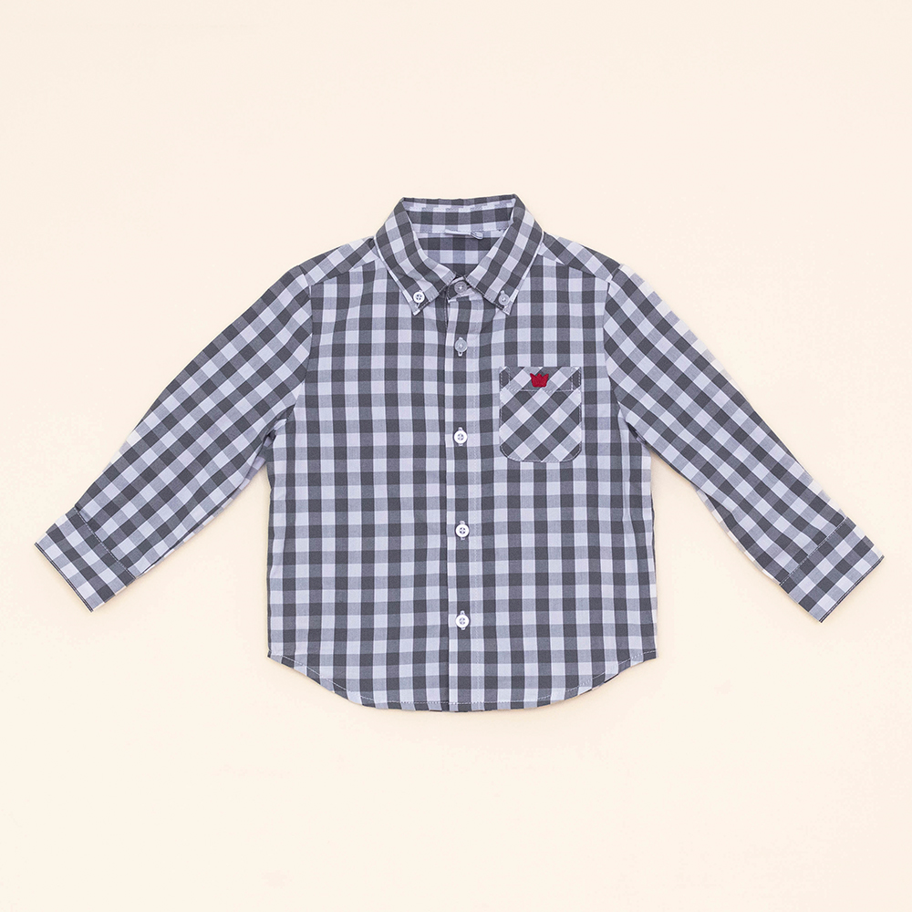 Camisa Cuadros Blancos Y Grises Para Bebé Niño