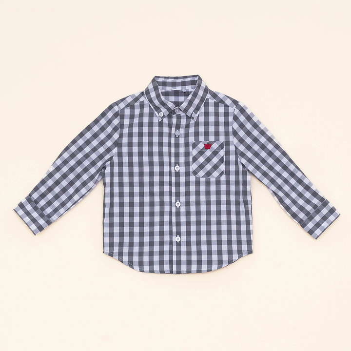 Camisa Cuadros Blancos Y Grises Para Bebé Niño