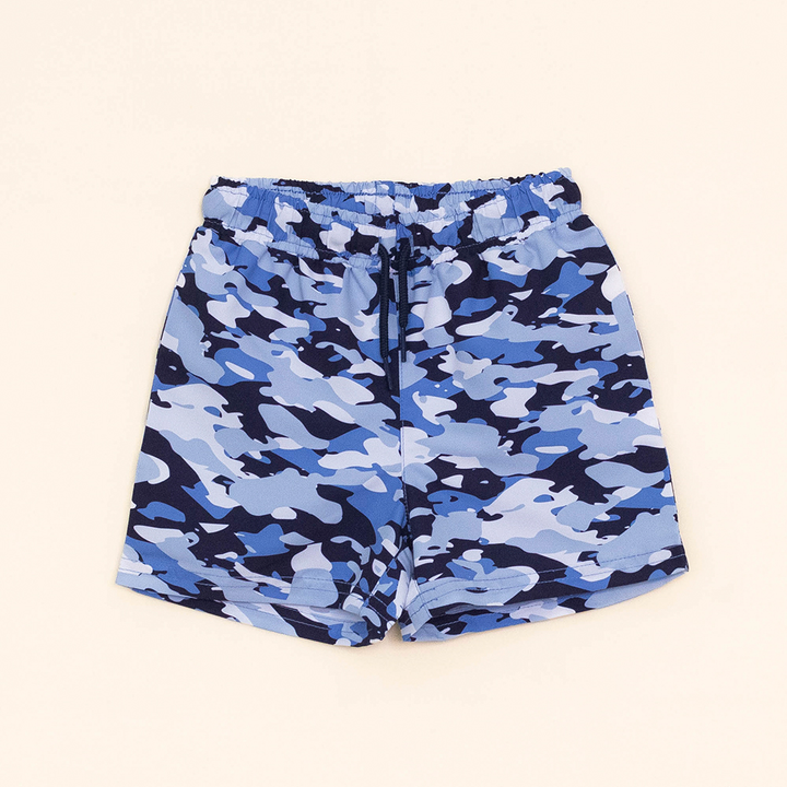 Traje de Baño con Estampado Azul de Camuflaje para Bebé Niño
