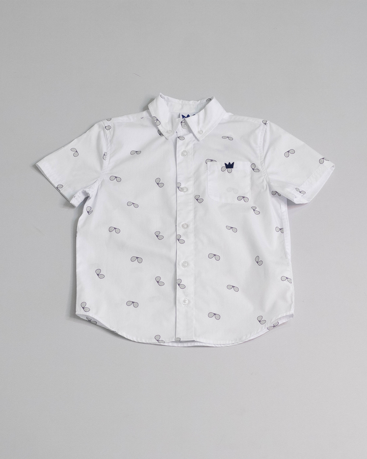 Camisa de popelina con estampado de lentes