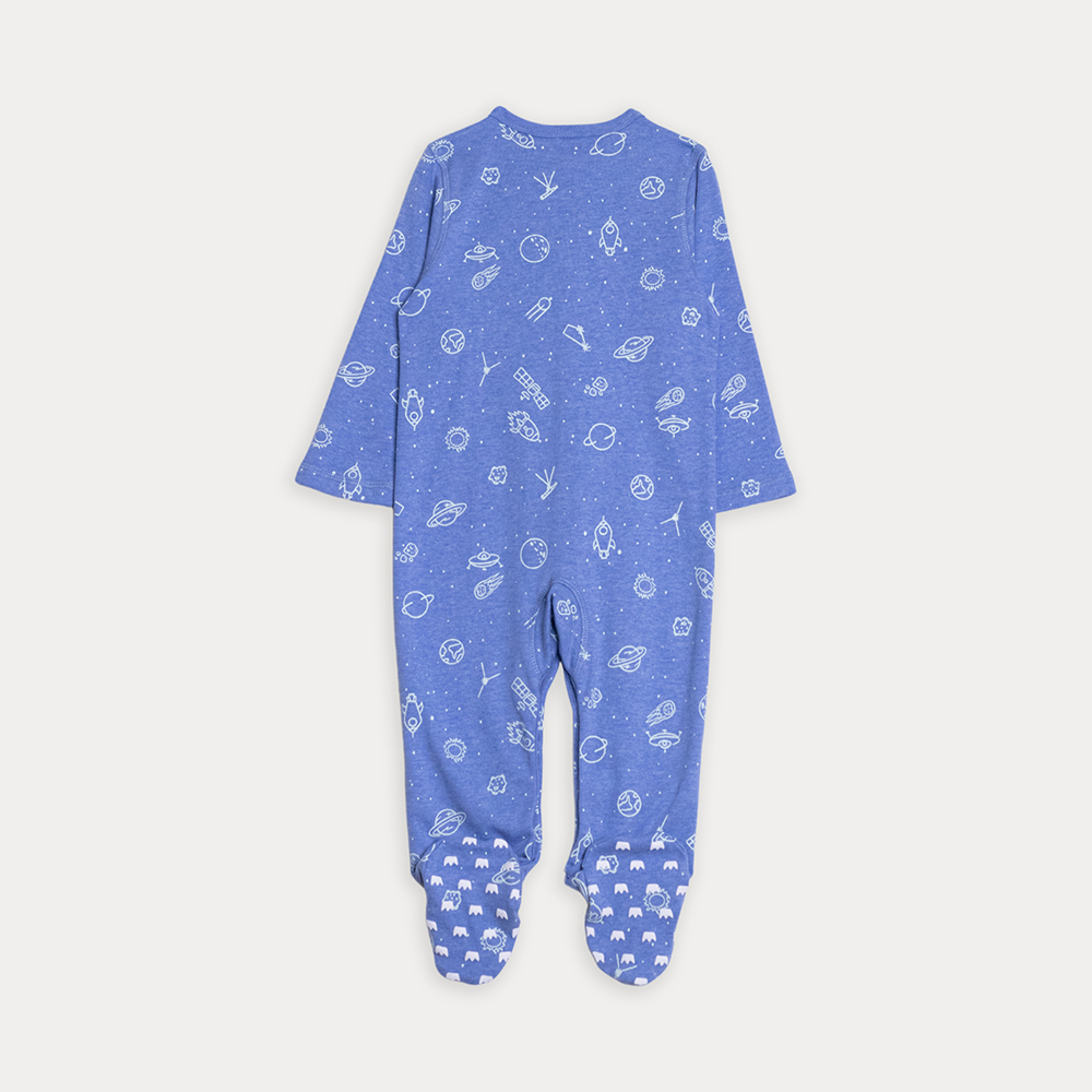 Pijama De Algodón Azul Con Estampado Espacial Para Bebe Niño