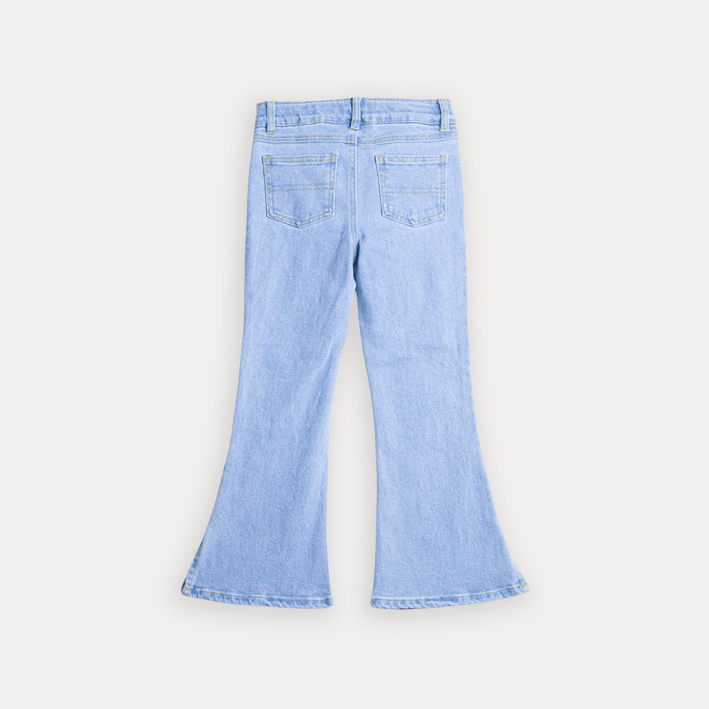 Jean Azul Claro Bota Ancha Para Niña