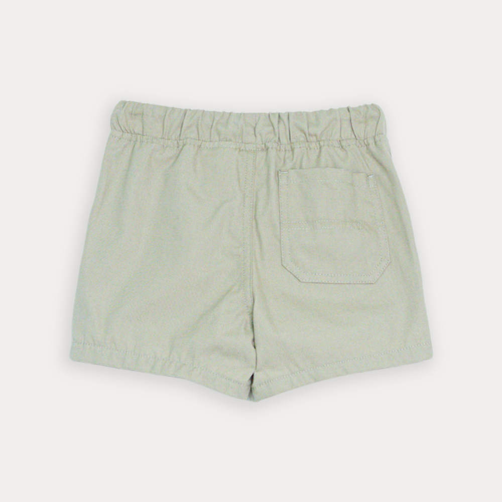 Short De Twill Beige Con Elástico En La Cintura Para Bebe Niño