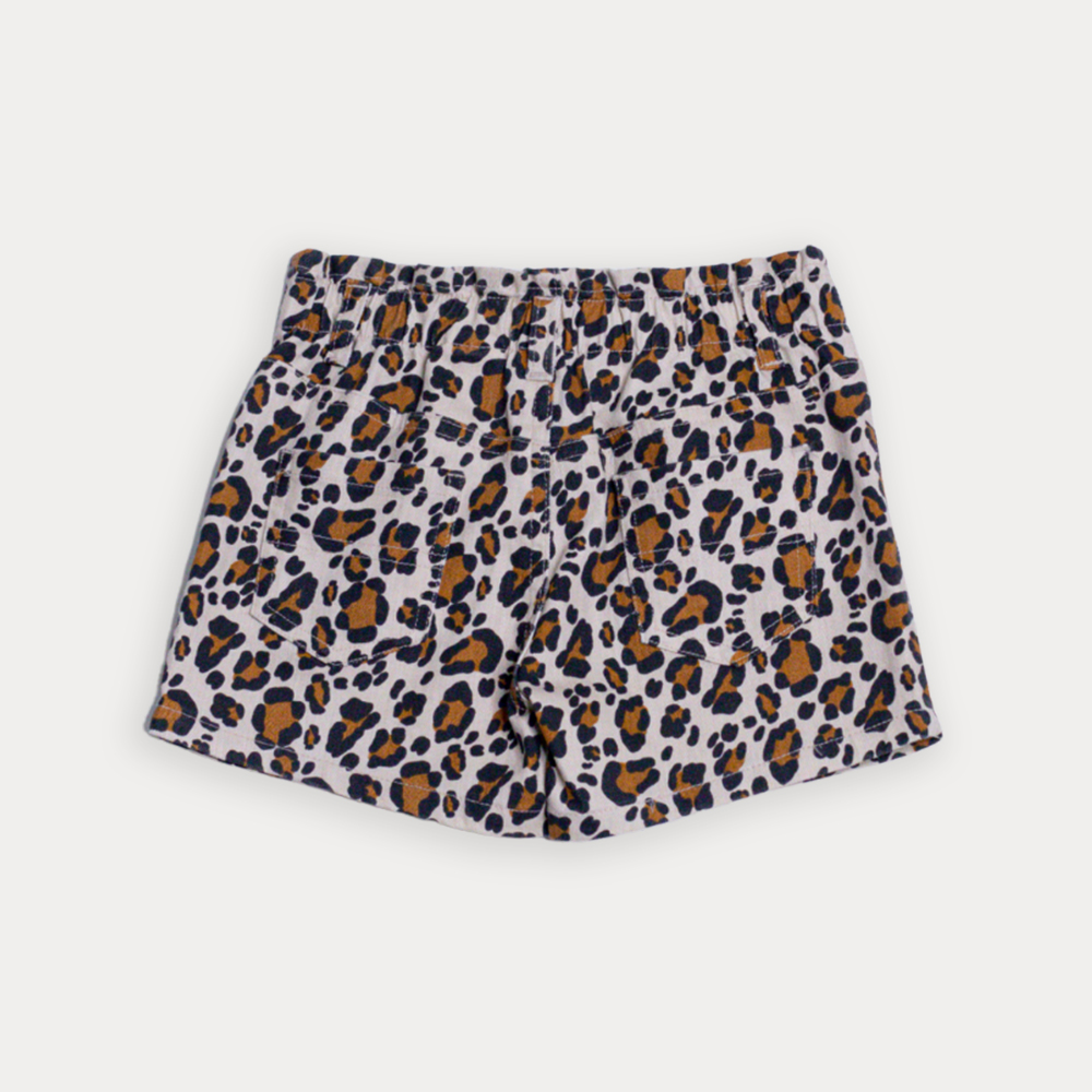 Short De Twill Con Estampado De Leopardo Para Bebe Niña