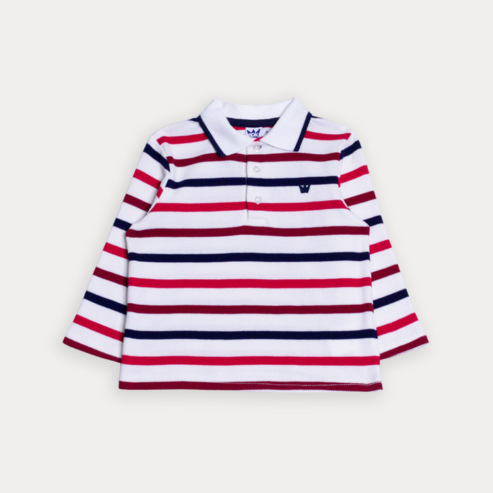 Chemise De Algodón Manga Larga De Rayas Para Bebe Niño