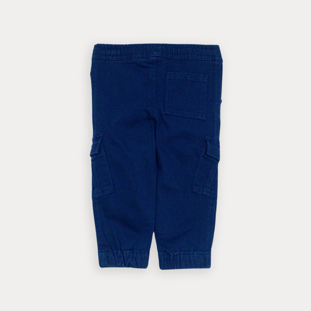 Pantalón Cargo De Twill Azul Marino Con Elástico En La Cintura Para Bebe Niño