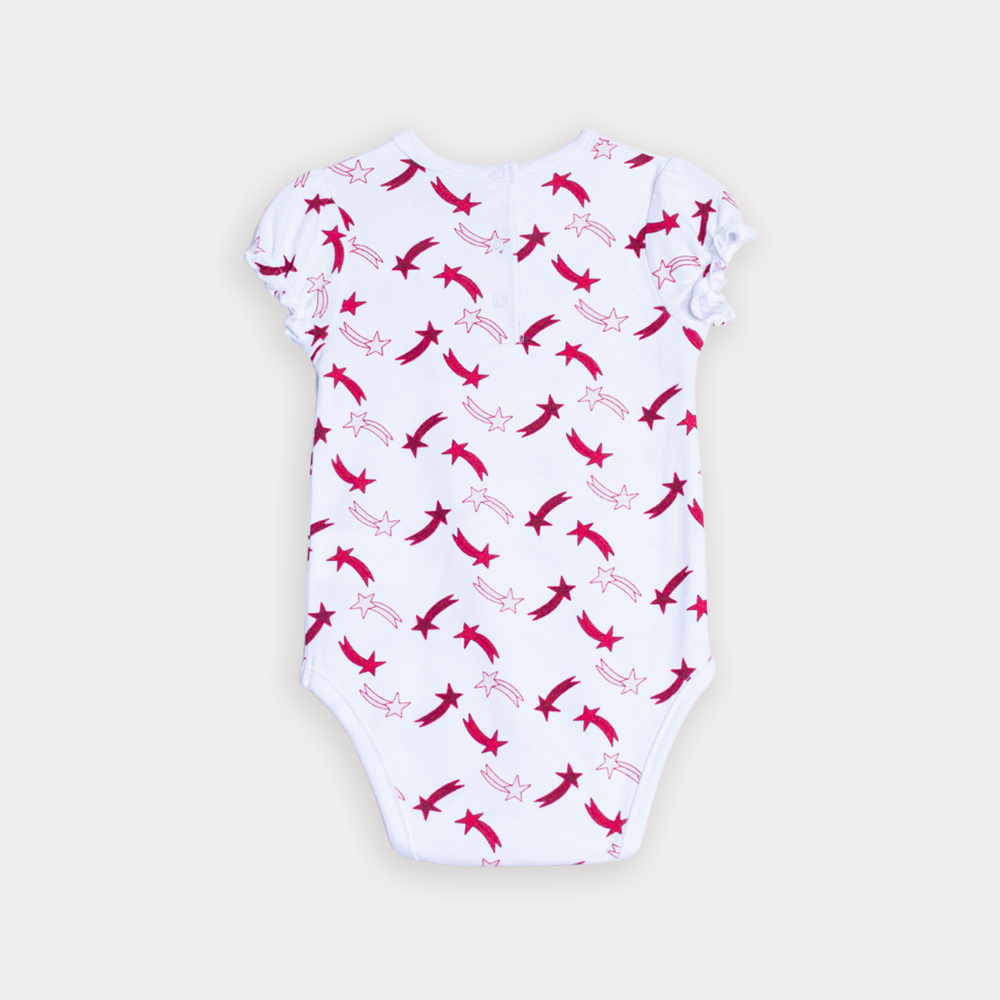 Body De Algodón Blanco Con Estampado De Estrellas Fugaces Para Bebe Niña