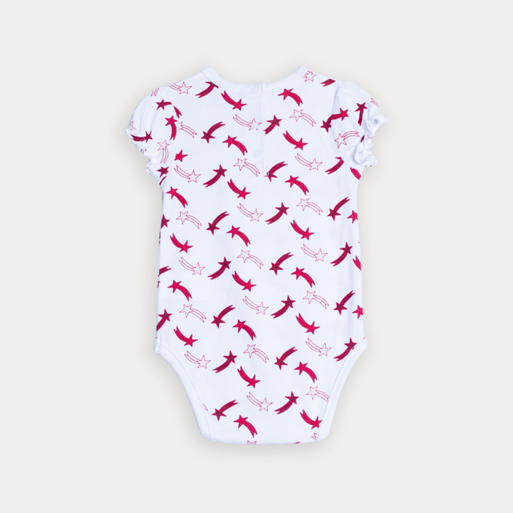 Body De Algodón Blanco Con Estampado De Estrellas Fugaces Para Bebe Niña
