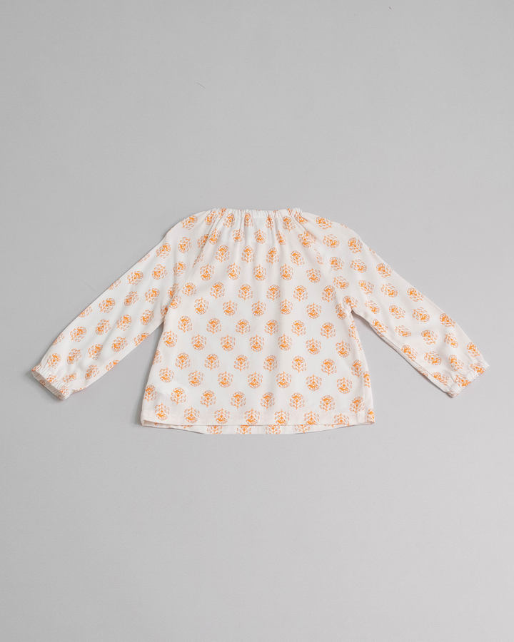 Blusa de viscosa con estampado y lazo en el cuello