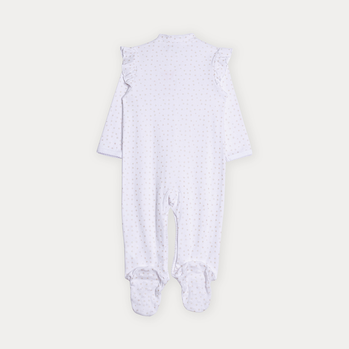 Pijama De Algodón Crema Con Estampado De Estrellas Doradas Para Bebe Niña