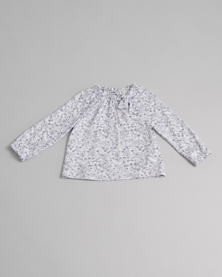 Blusa de viscosa con estampado floral y lazo en el cuello