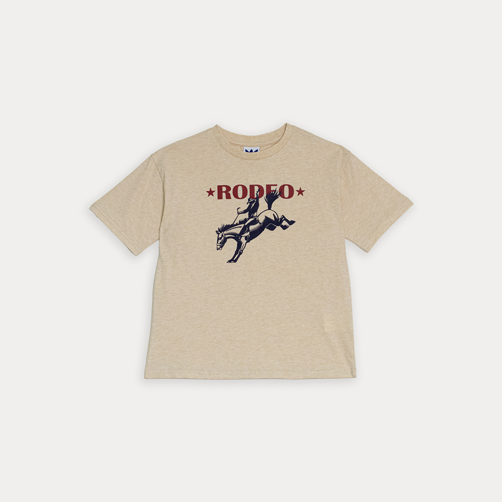 Franela De Algodón Amarillo Claro Con Gráfico Vaquero Para Niño