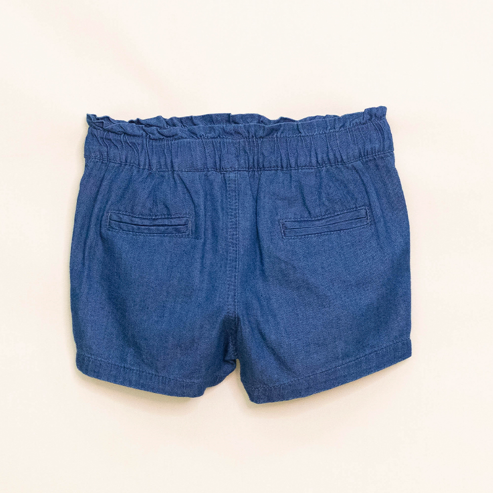 Short de Chambray con elástico y Cinturón para Bebé Niña