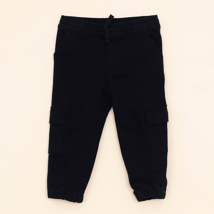 Pantalón Negro Cargo con elástico y Cordones para Bebé Niño