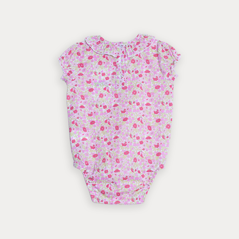 Body De Popelina Ligera Con Estampado De Flores Rosadas Para Bebe Niña