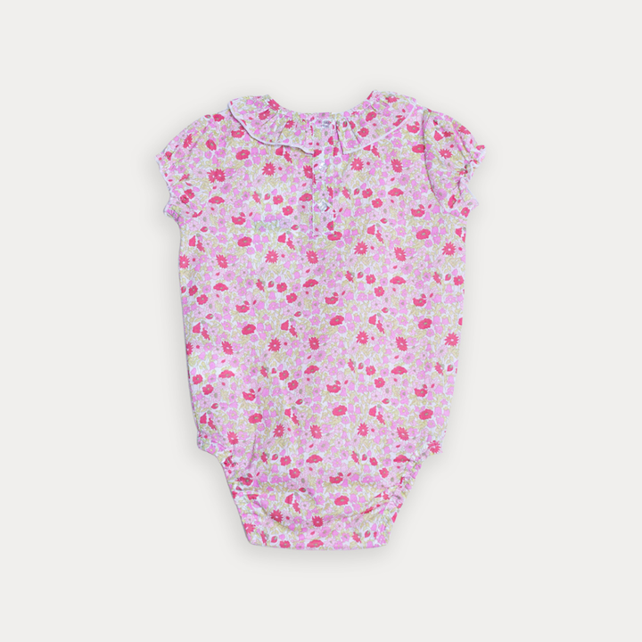 Body De Popelina Ligera Con Estampado De Flores Rosadas Para Bebe Niña
