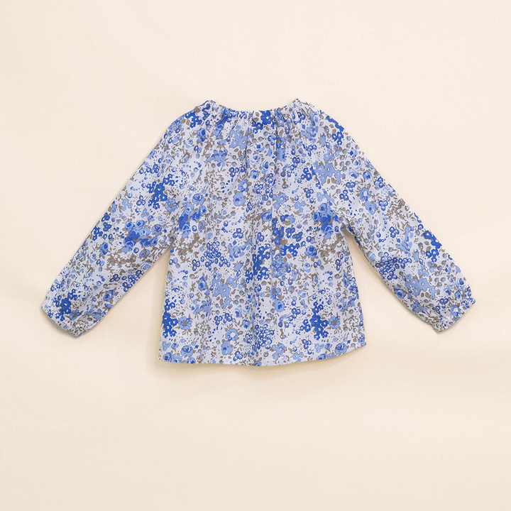 Blusa Manga Larga de Flannel con Estampado de Flores Azules para Niña
