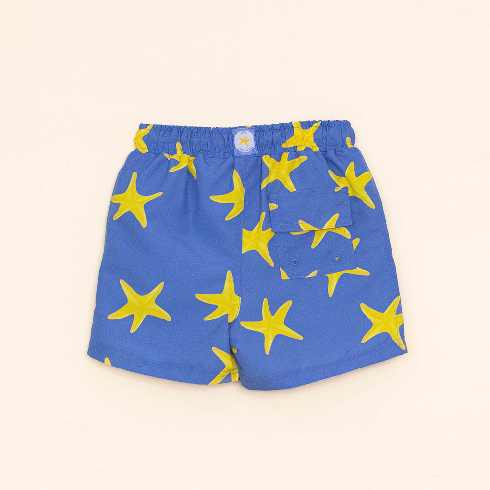 Traje de Baño Azul con Estrellas de Mar Amarillas para Bebé Niño