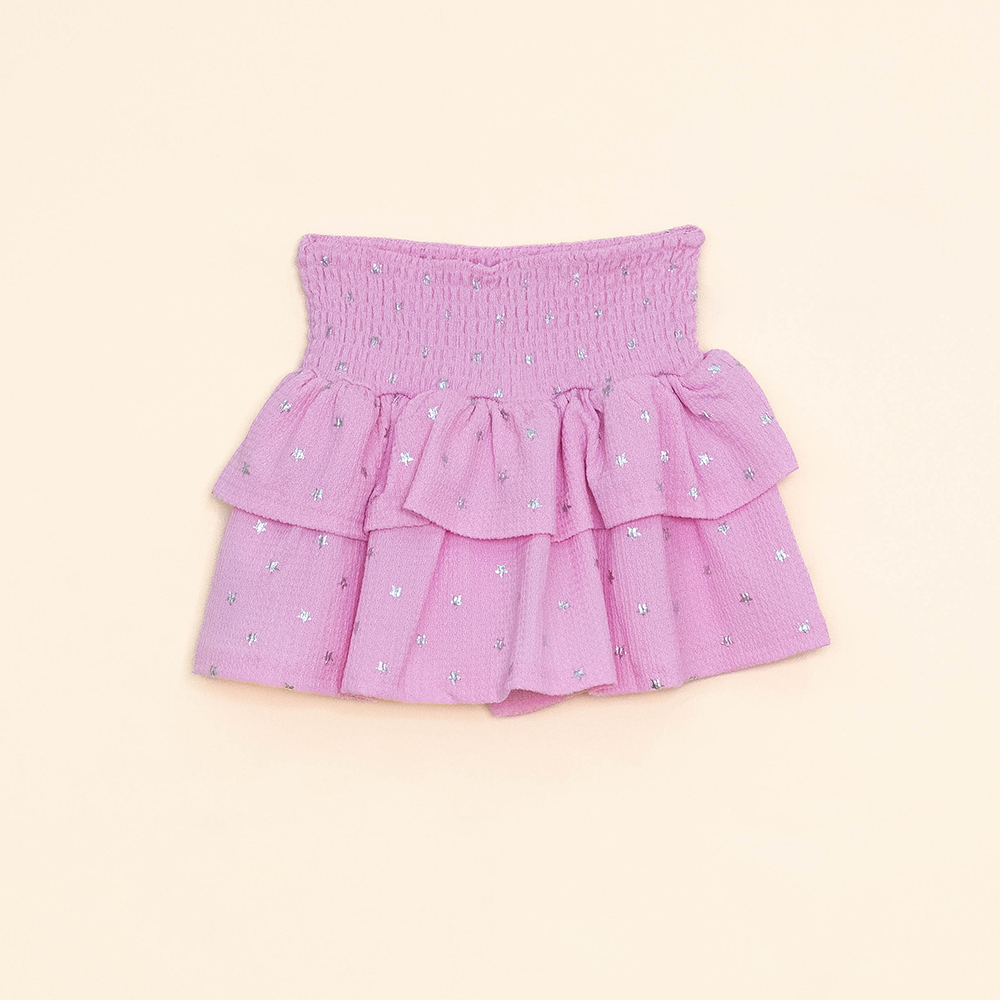 Falda Rosada con Capas, con Estampado de Estrellas Plateadas para Niña