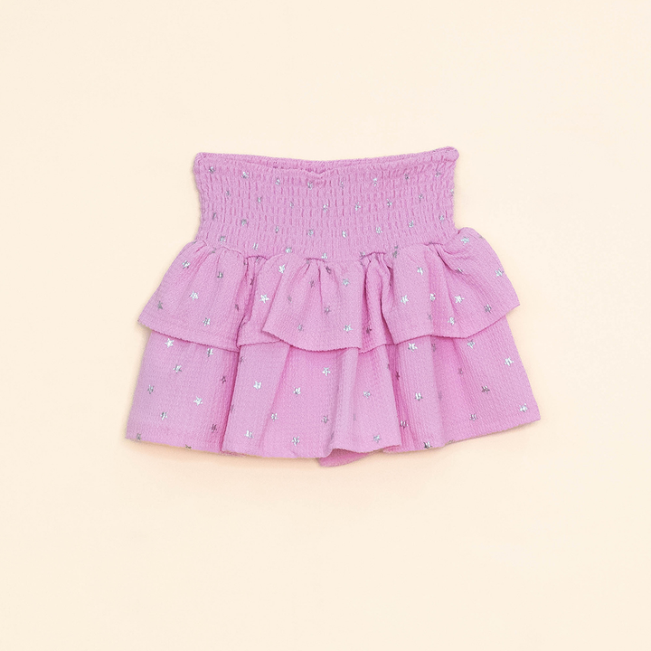Falda Rosada con Capas con Estampado de Estrellas Plateadas para Niña