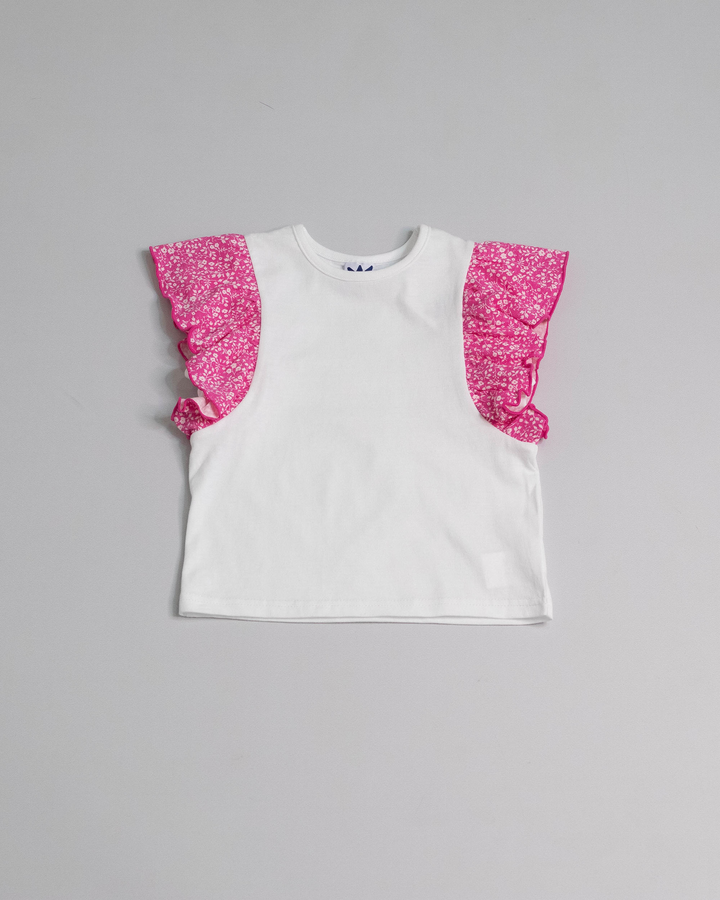 Franela de algodón con volantes y estampado floral