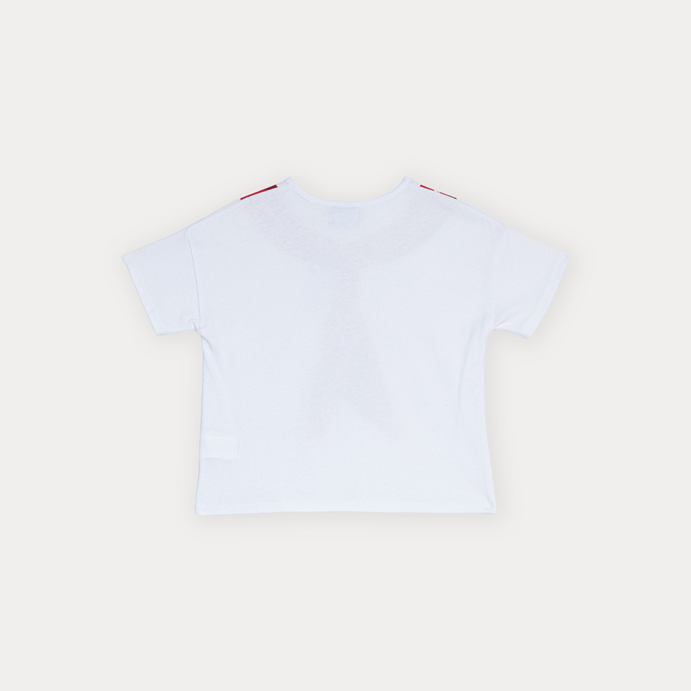 Franela De Algodón Blanca Con Gráfico De Bandana Roja Para Niña