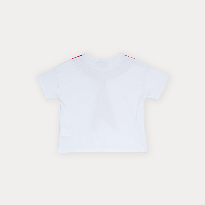 Franela De Algodón Blanca Con Gráfico De Bandana Roja Para Niña