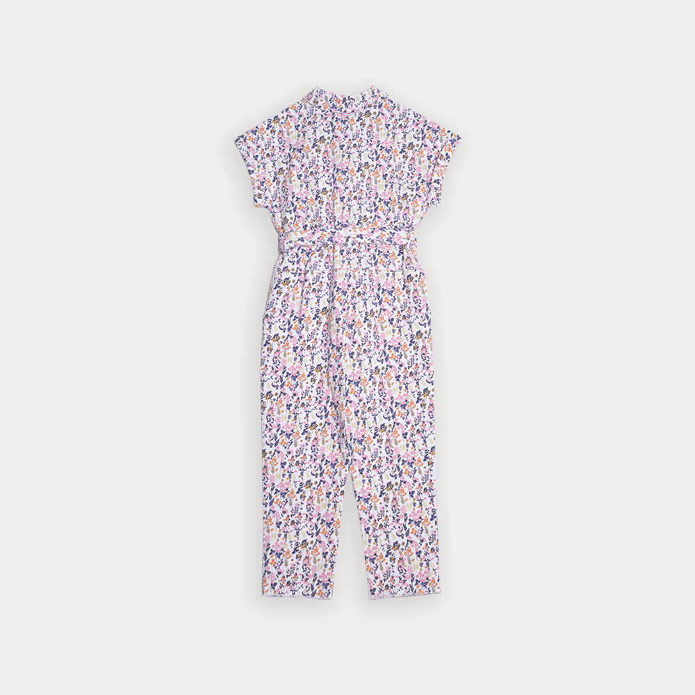 Jumpsuit De Twill Con Estampado Floral Multicolor Para Niña