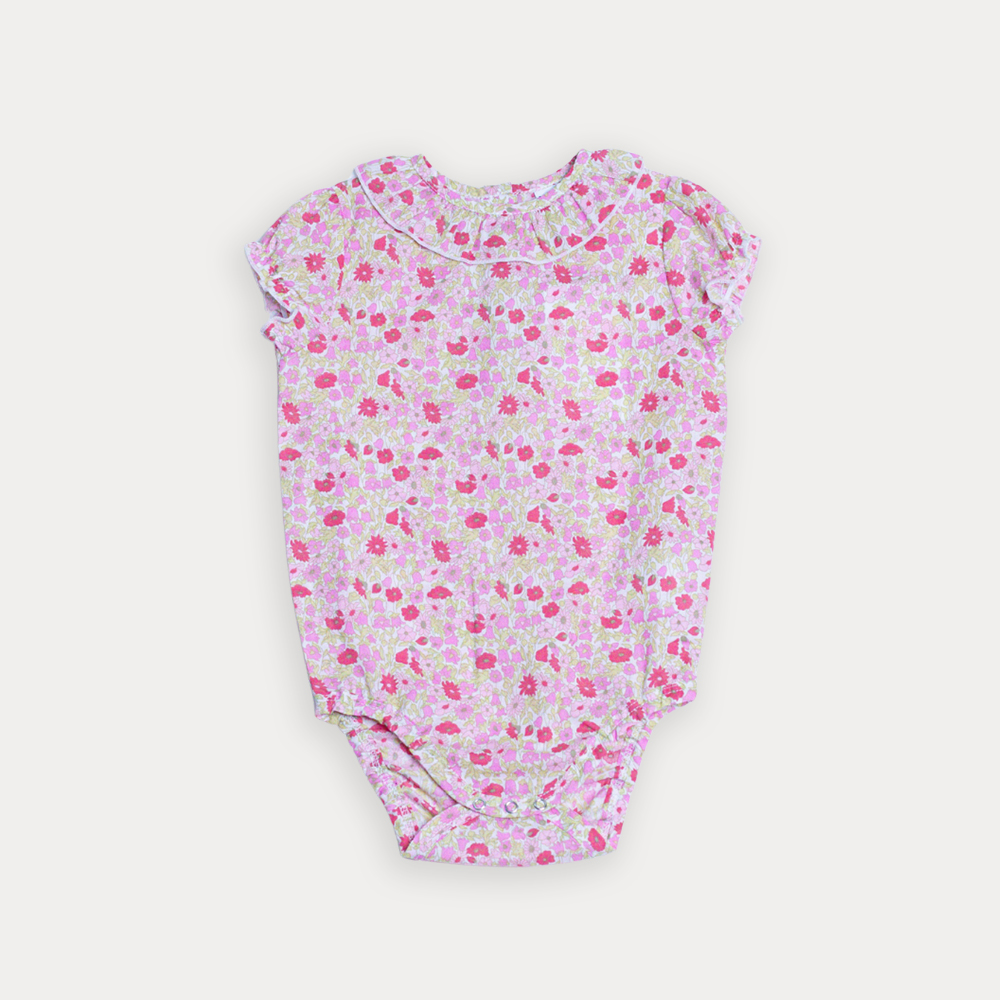Body De Popelina Ligera Con Estampado De Flores Rosadas Para Bebe Niña