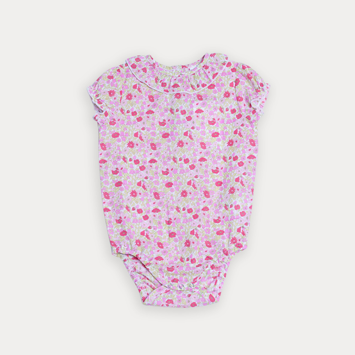 Body De Popelina Ligera Con Estampado De Flores Rosadas Para Bebe Niña