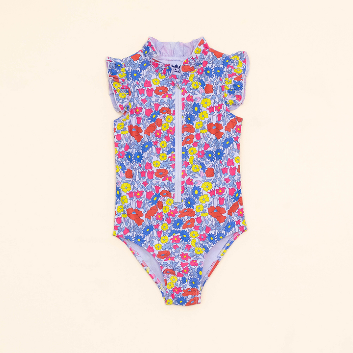 Traje de Baño entero Sin Mangas con Estampado de Flores Multicolor para Niña