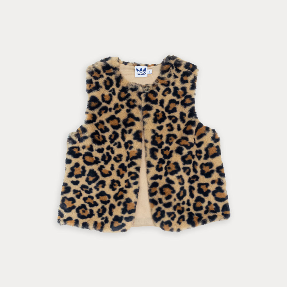 Chaleco De Pelos Suave Con Estampado De Leopardo Para Niña