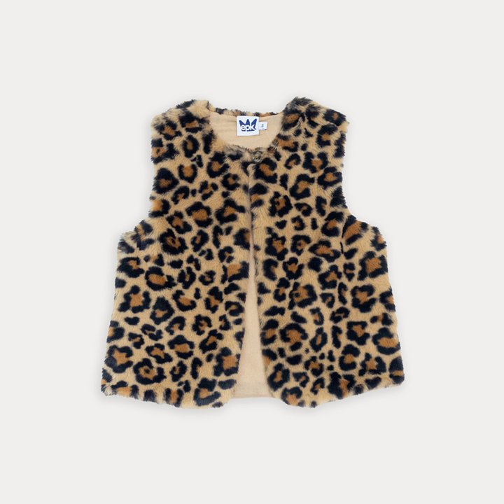 Chaleco De Pelos Suave Con Estampado De Leopardo Para Niña
