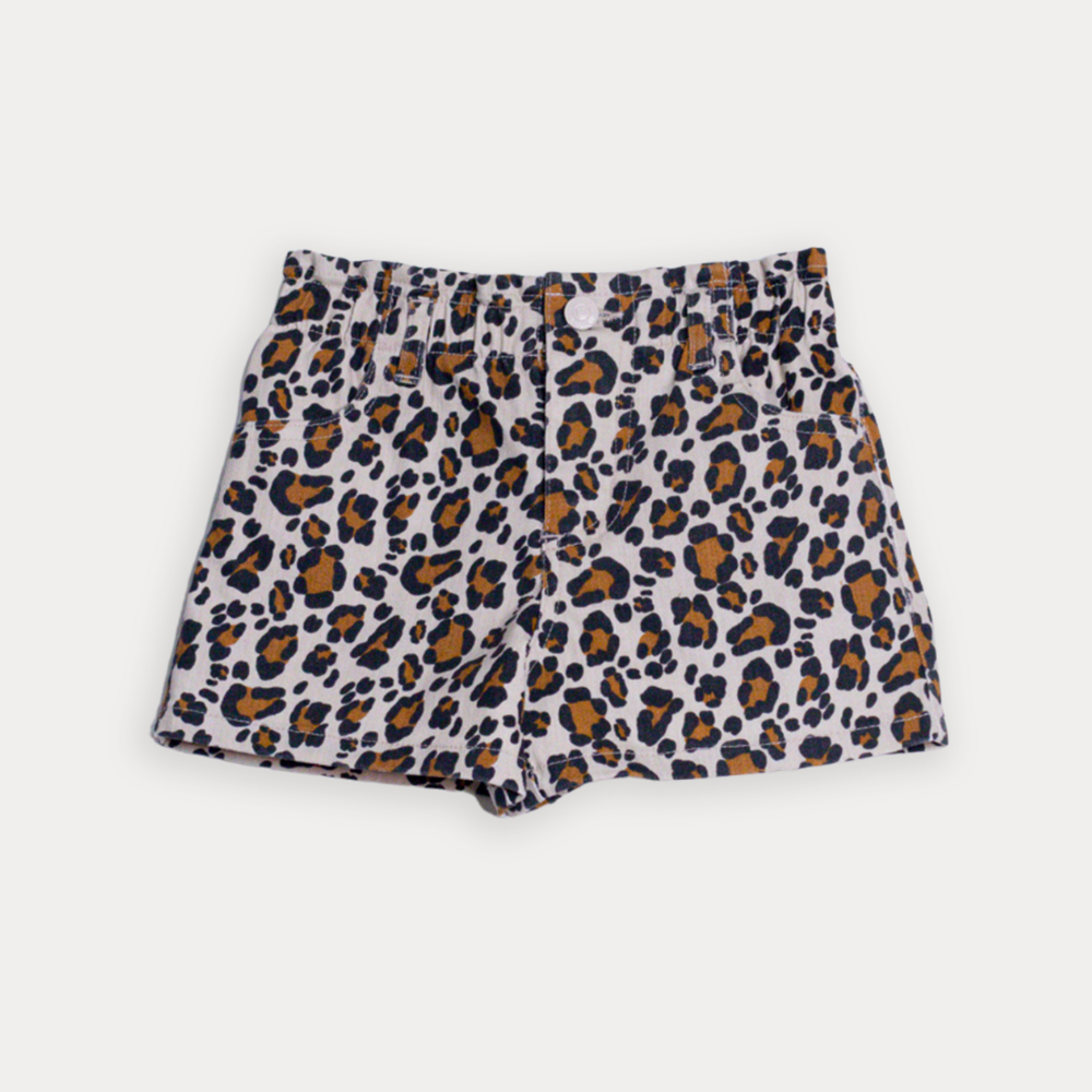 Short De Twill Con Estampado De Leopardo Para Bebe Niña