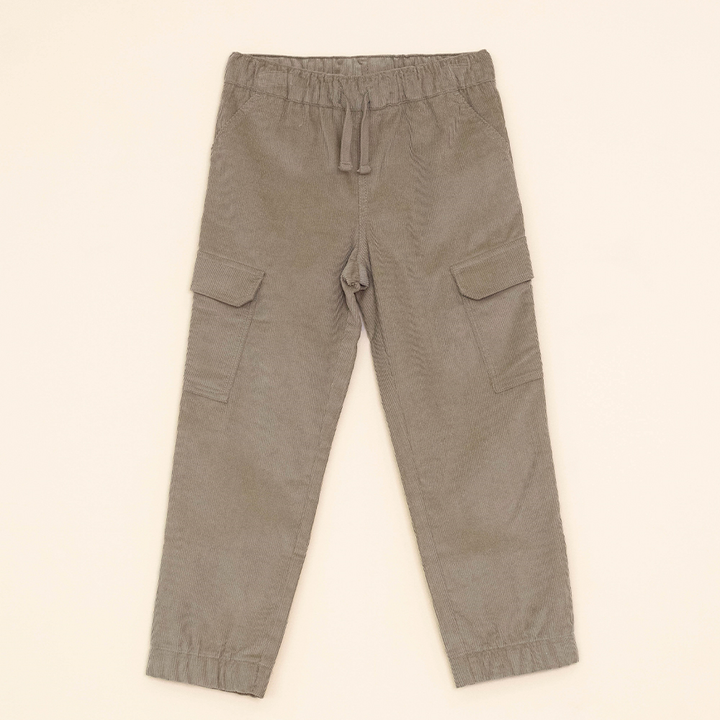 Pantalón Caqui de Corduroy Cargo con elástico y Cordones para Niño