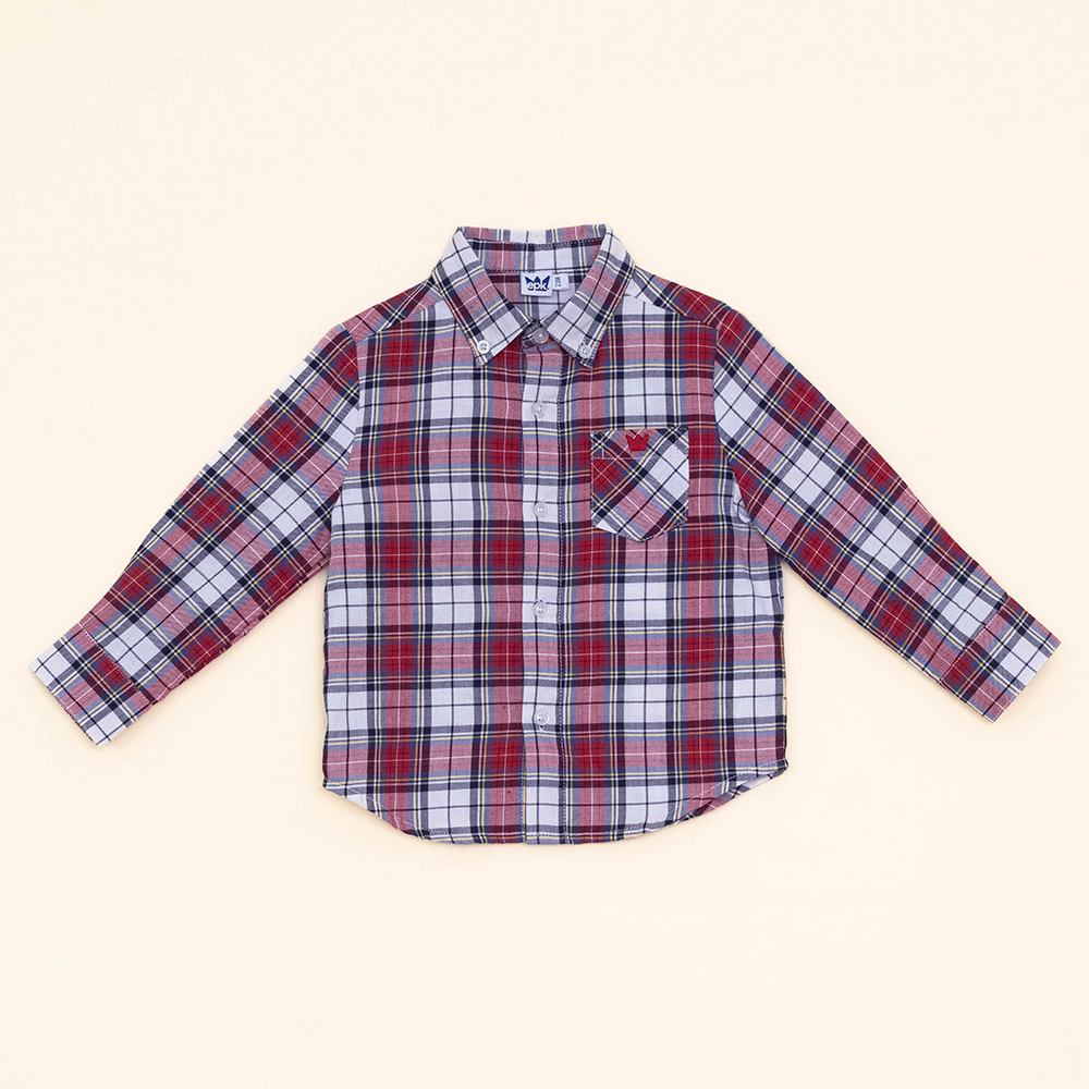 Camisa Cuadros Rojos Y Azules Para Bebé Niño