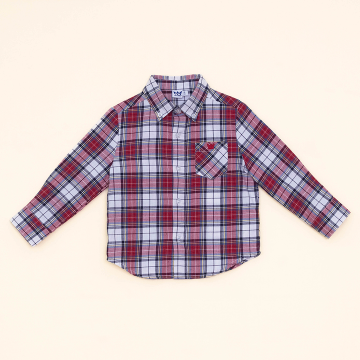 Camisa Cuadros Rojos Y Azules Para Bebé Niño