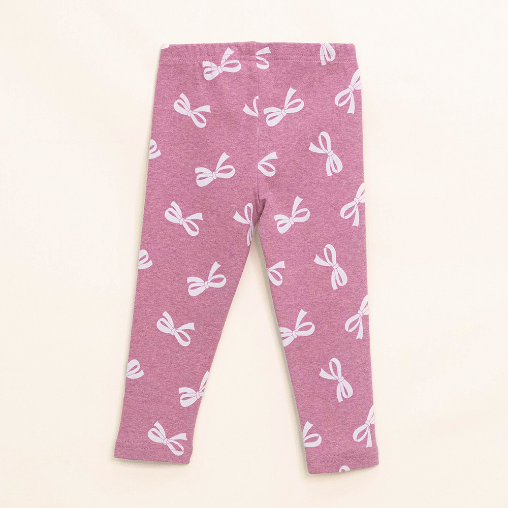 Legging Rosado de Algodón con Estampado de Lazos para Bebé Niña