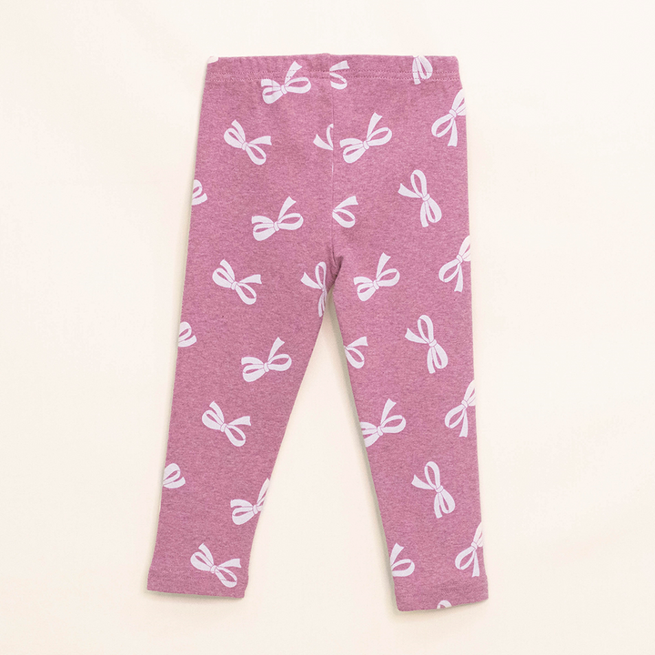 Legging Rosado de Algodón con Estampado de Lazos para Bebé Niña