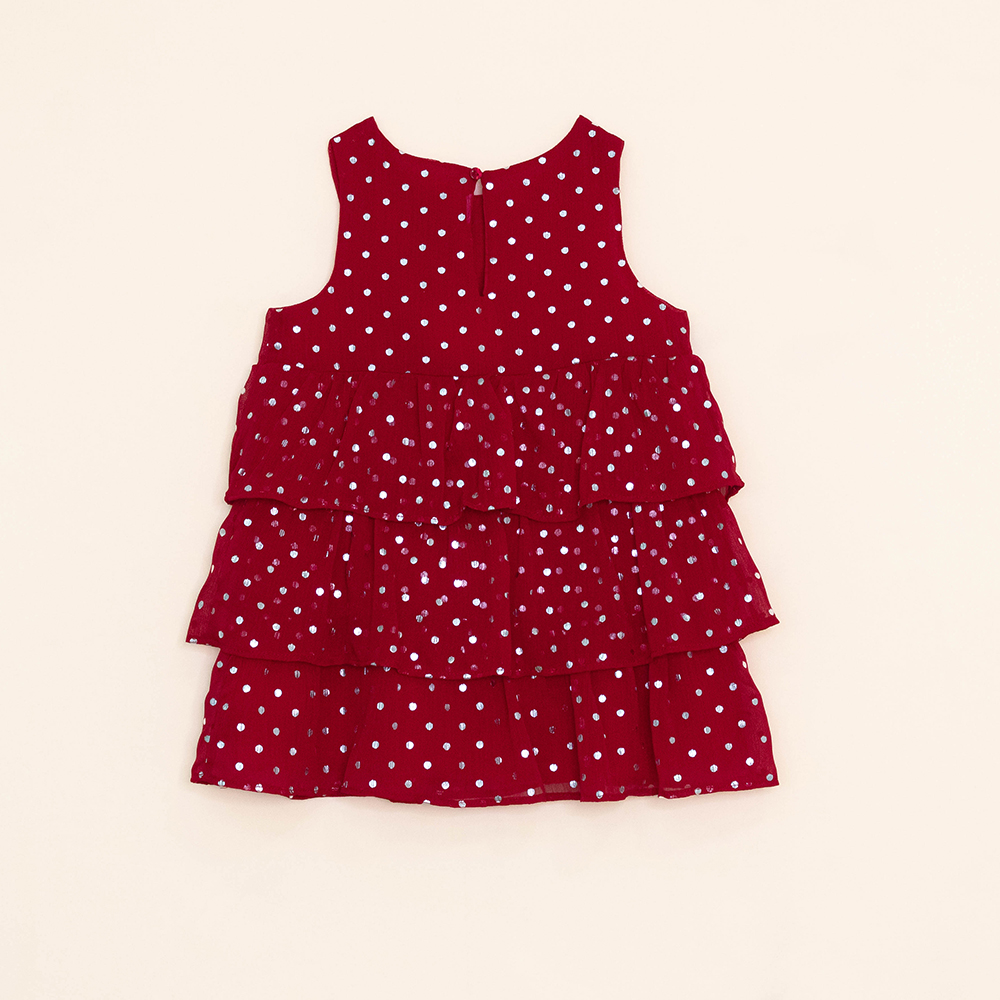 Vestido Rojo De Capas Para Bebé Niña