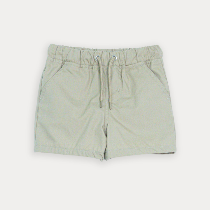 Short De Twill Beige Con Elástico En La Cintura Para Bebe Niño